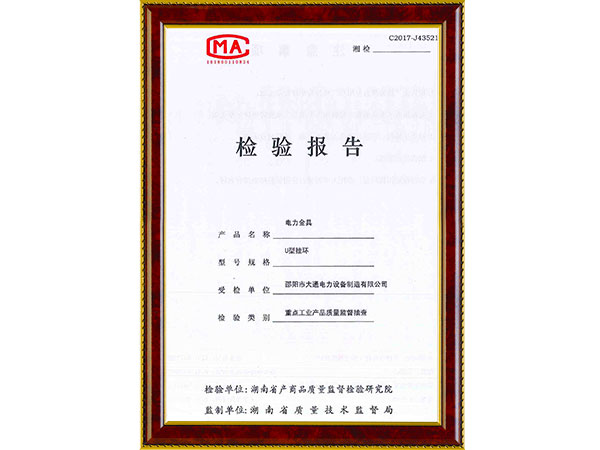 U型掛環(huán)檢驗報告